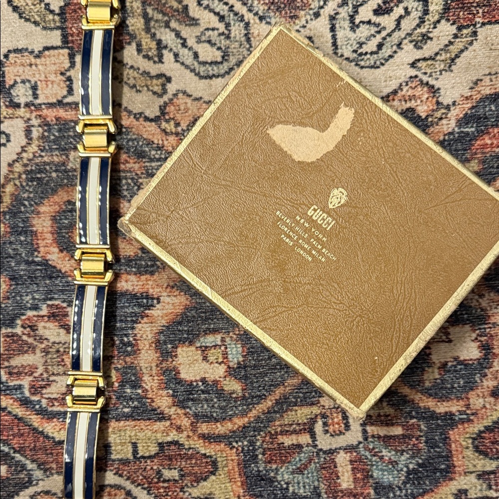 Vintage Gucci Blue and Gold Women's Belt